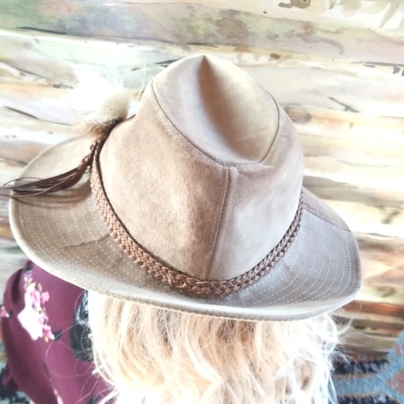 AUSSIE Loved Australian Tan Leather Canvas Travel Outback Kangaroo Tail Hat UNI - Picture 9 of 14
